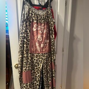 Customer made Janis Joplin jumpsuit cheetah print with patches